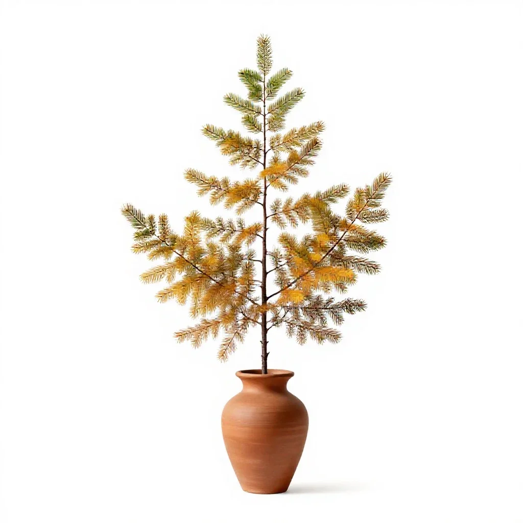 Larch in autumn isolated on a white background