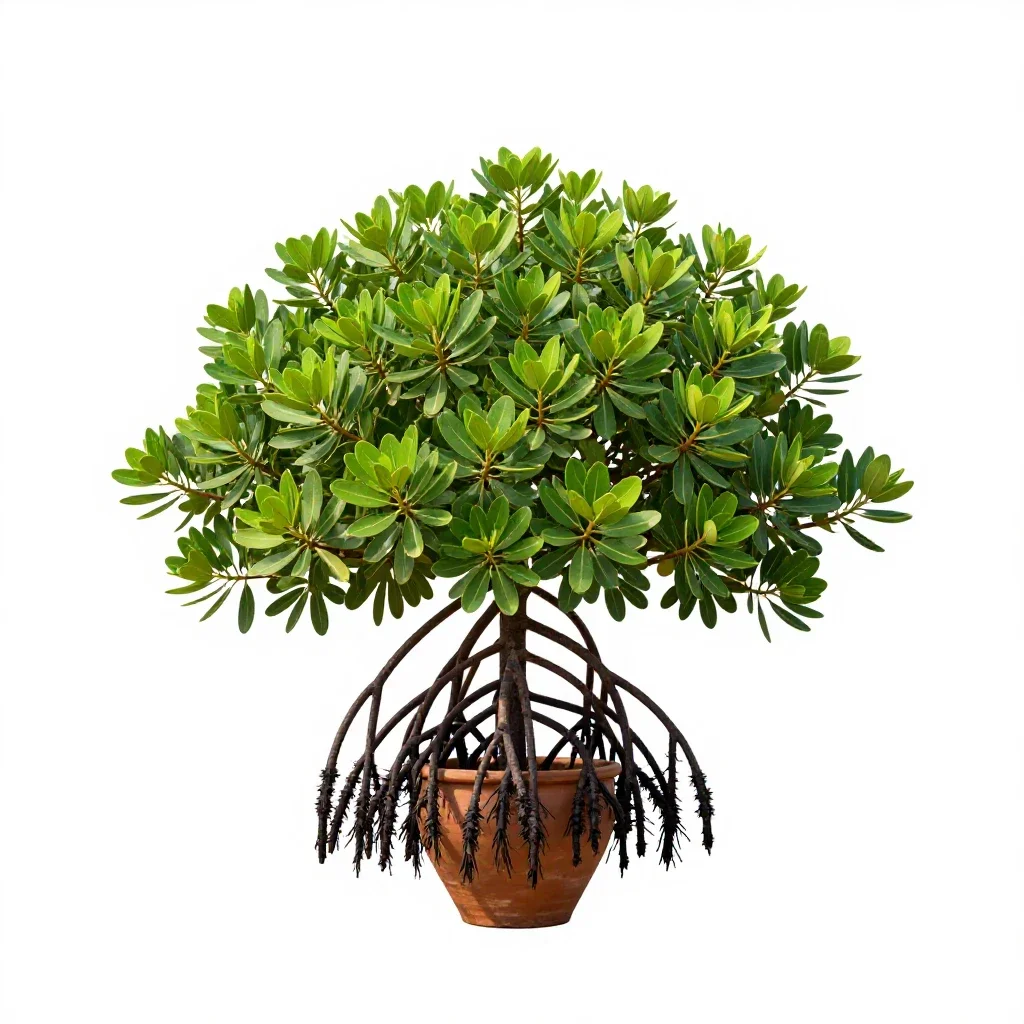 Mangrove with stilt roots isolated on a white background