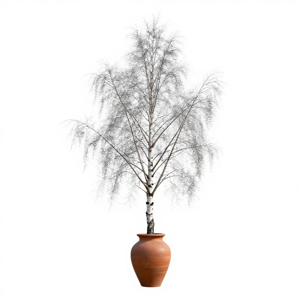 Silver birch stand isolated on a white background