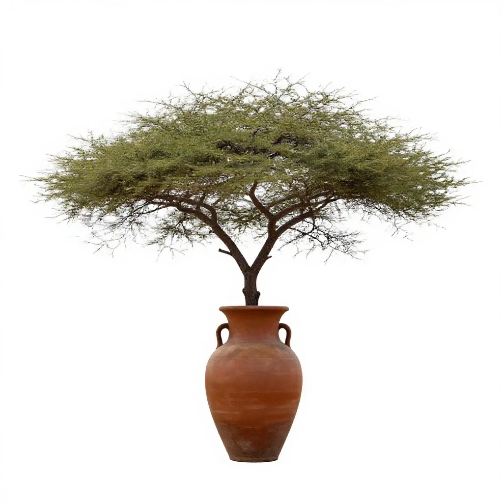 Acacia on savannah isolated on a white background