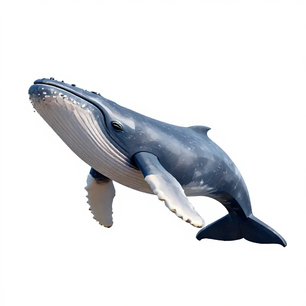 Baleen whale isolated on a white background