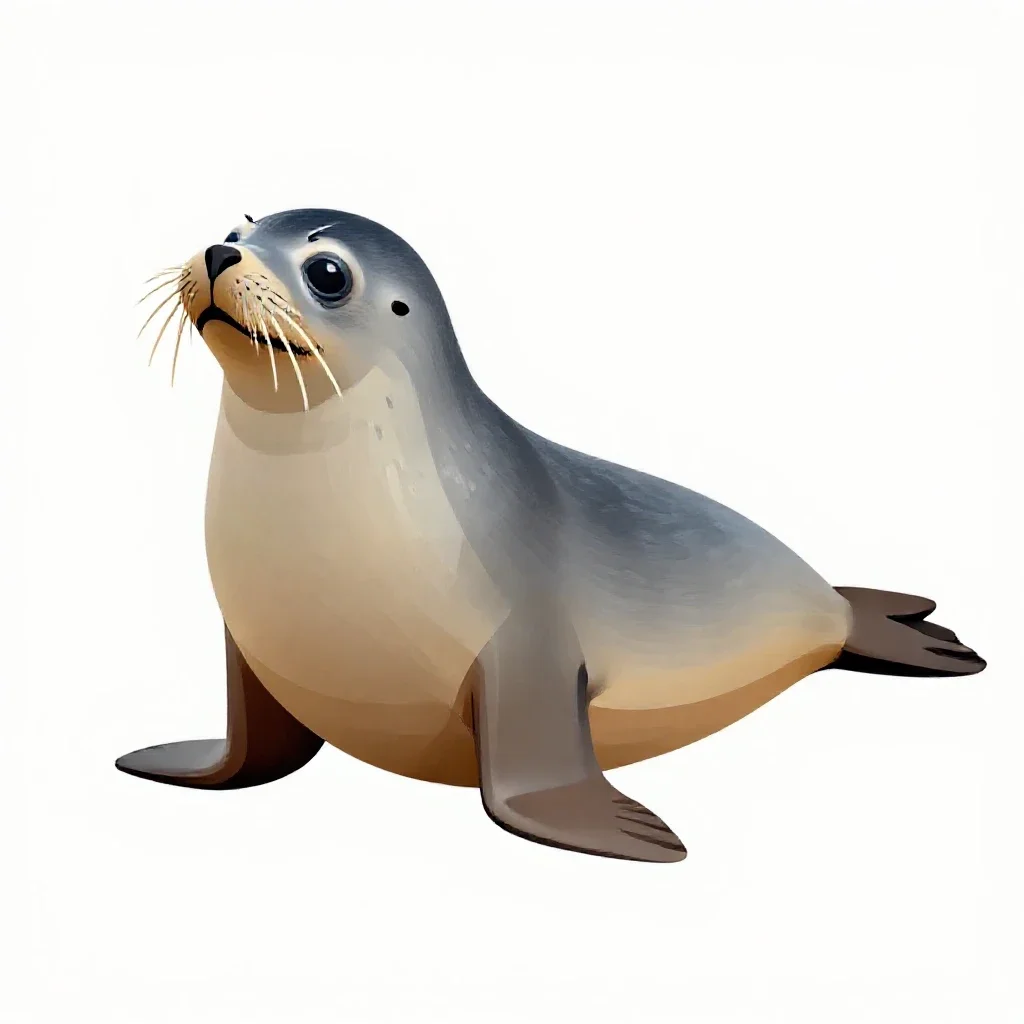Bearded seal isolated on a white background