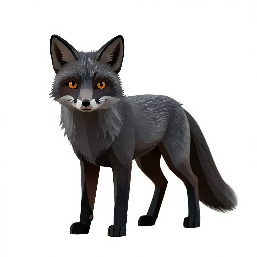 Black fox isolated on a white background