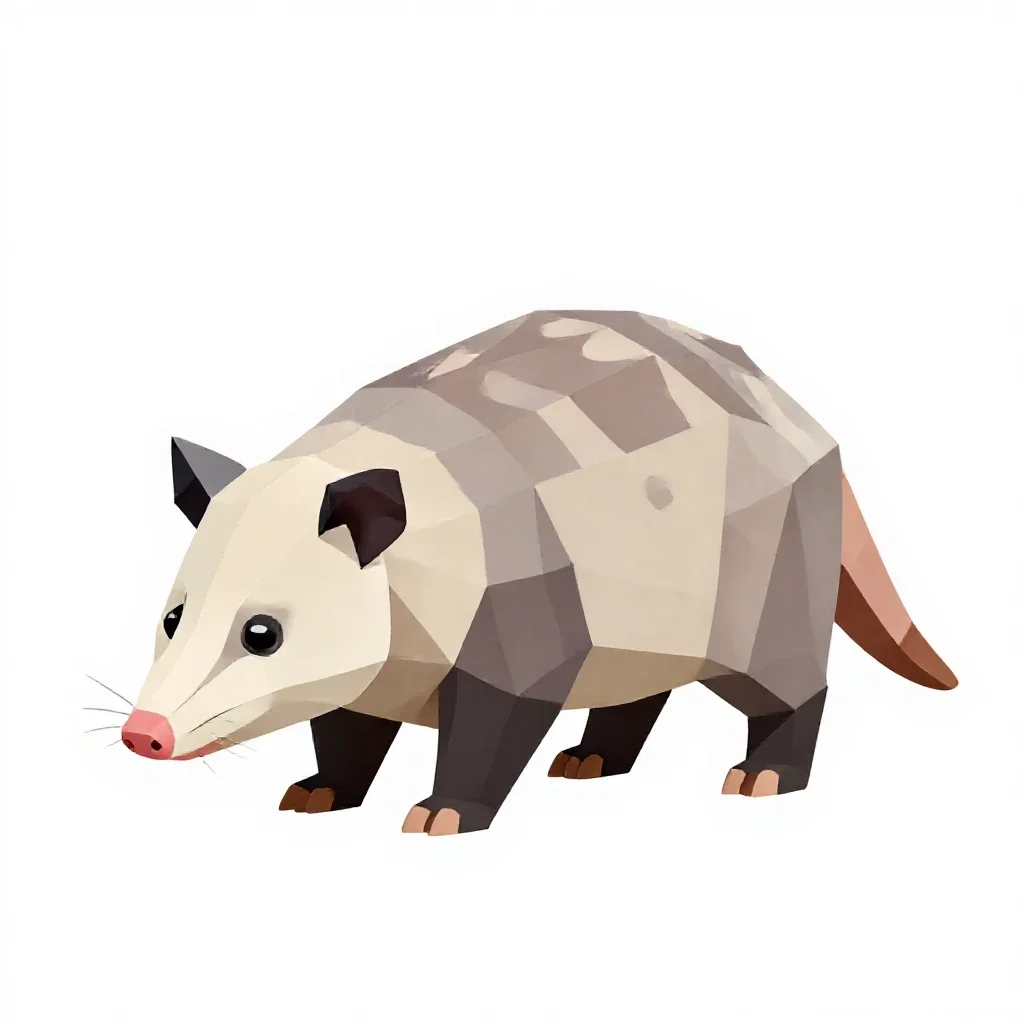 Common opossum isolated on a white background