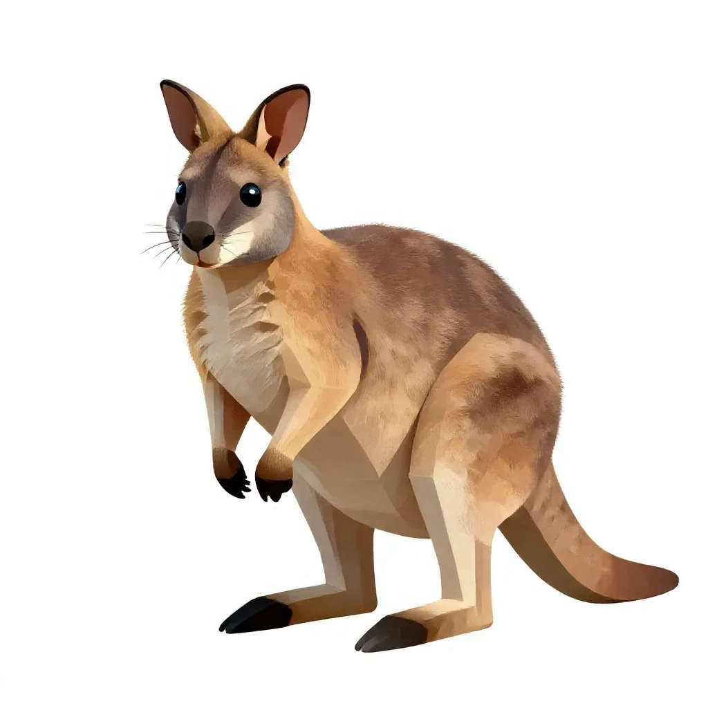 Common wallaby isolated on a white background