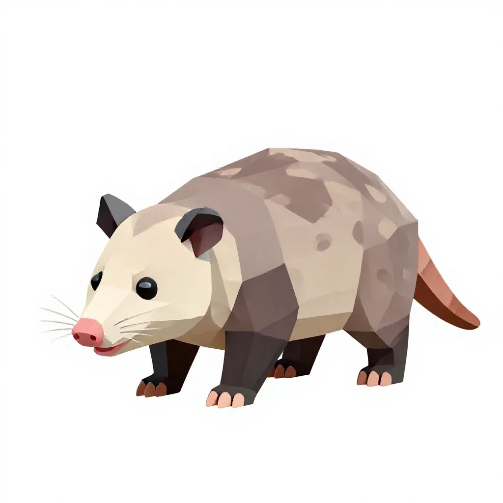 Crab-eating opossum isolated on a white background