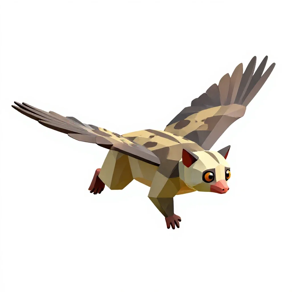 Flying phalanger isolated on a white background