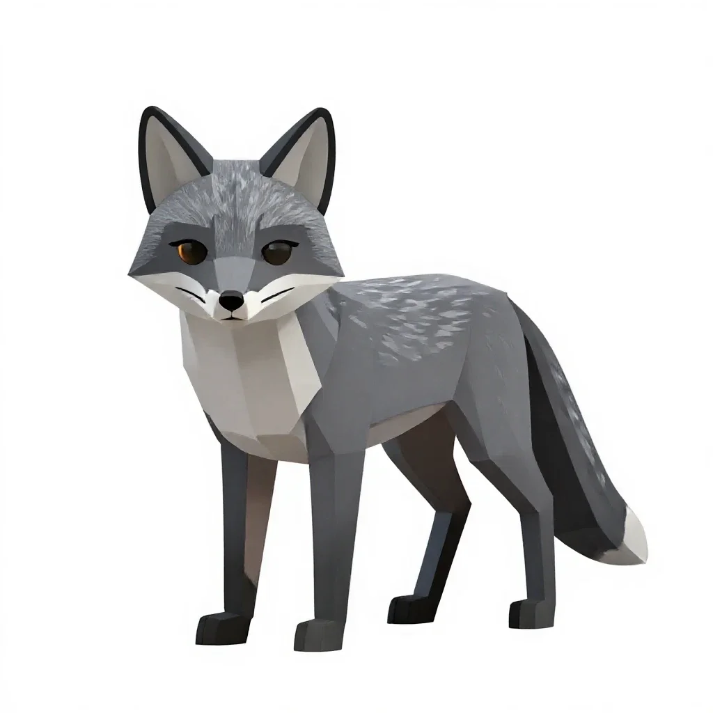 Grey fox isolated on a white background