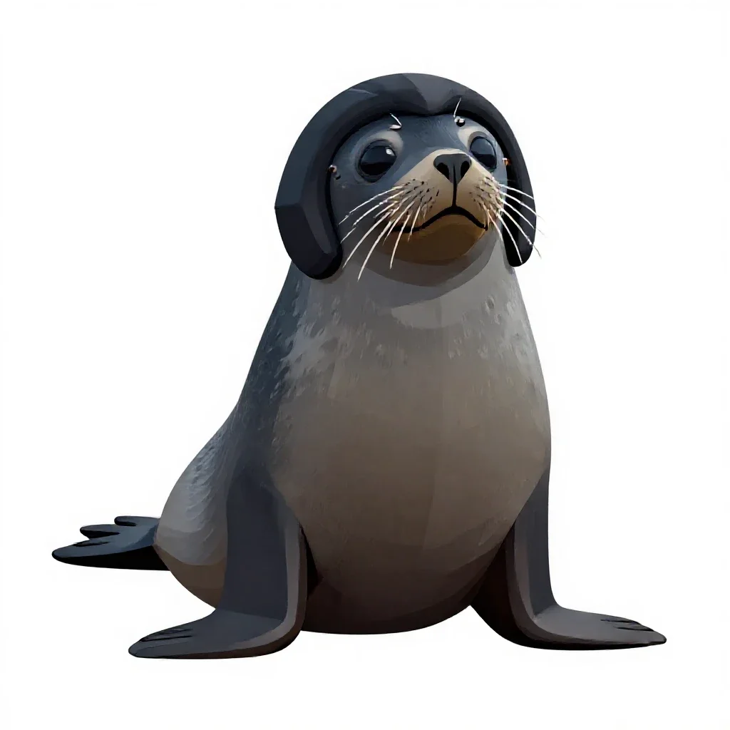 Hooded seal isolated on a white background