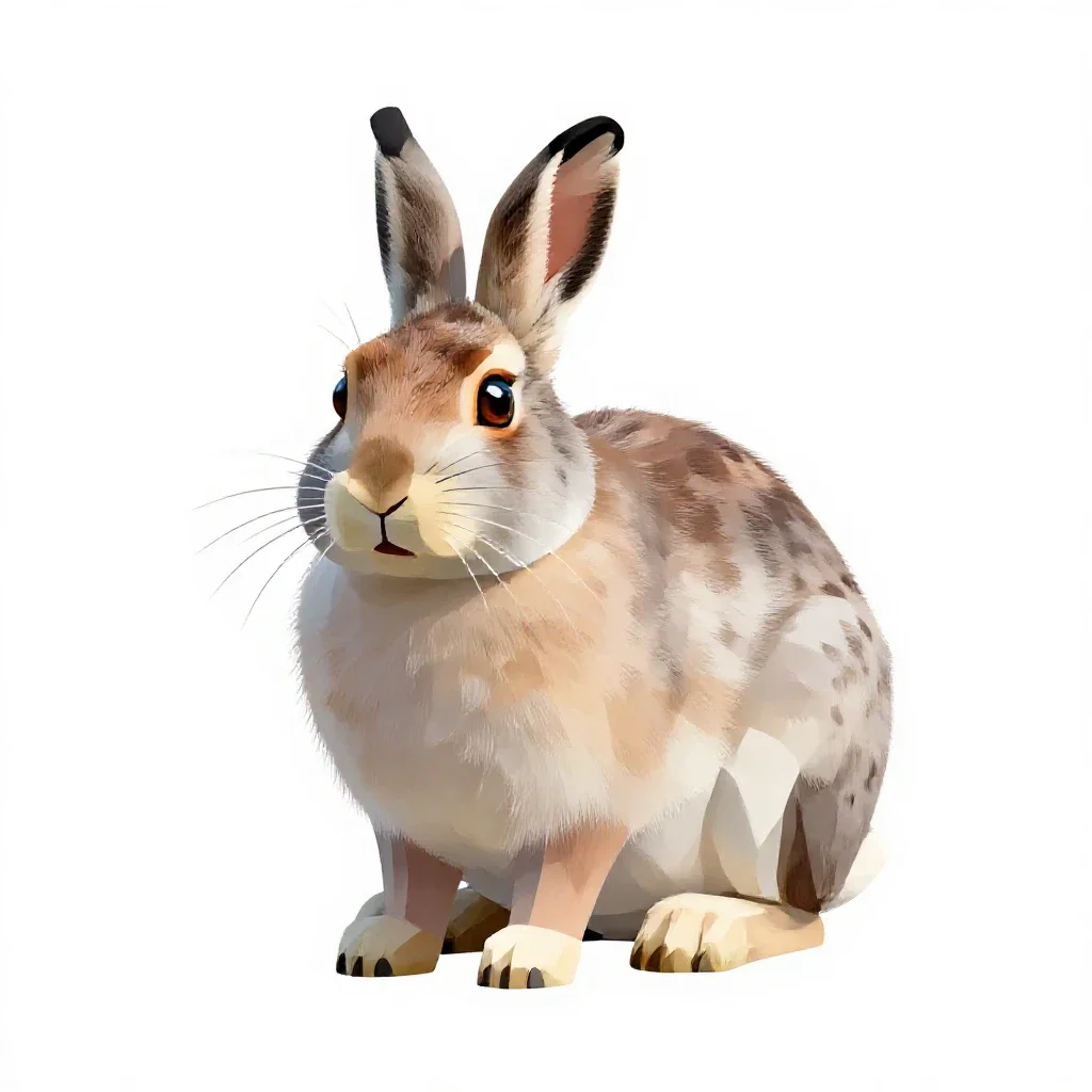 Polar hare isolated on a white background