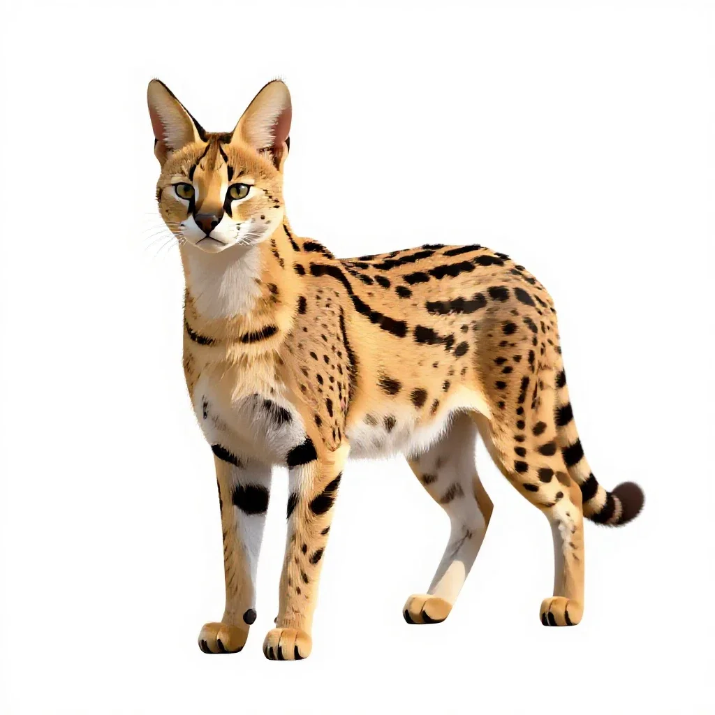 Serval isolated on a white background