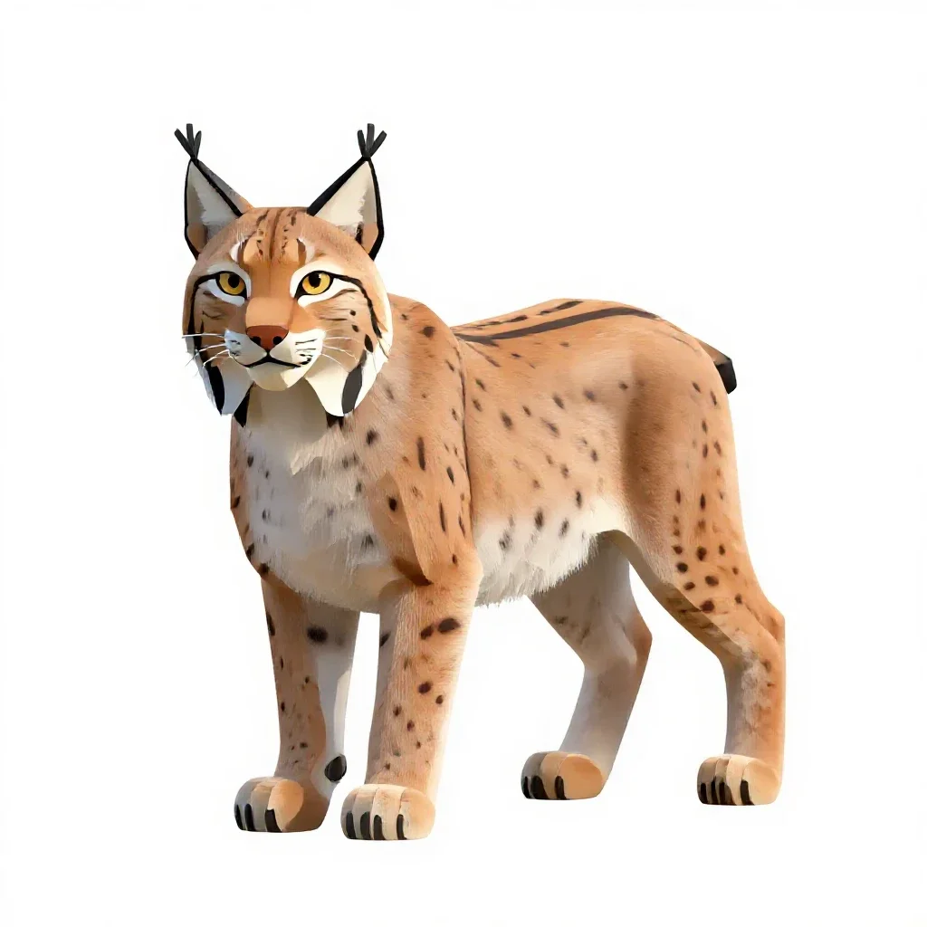 Spotted lynx isolated on a white background