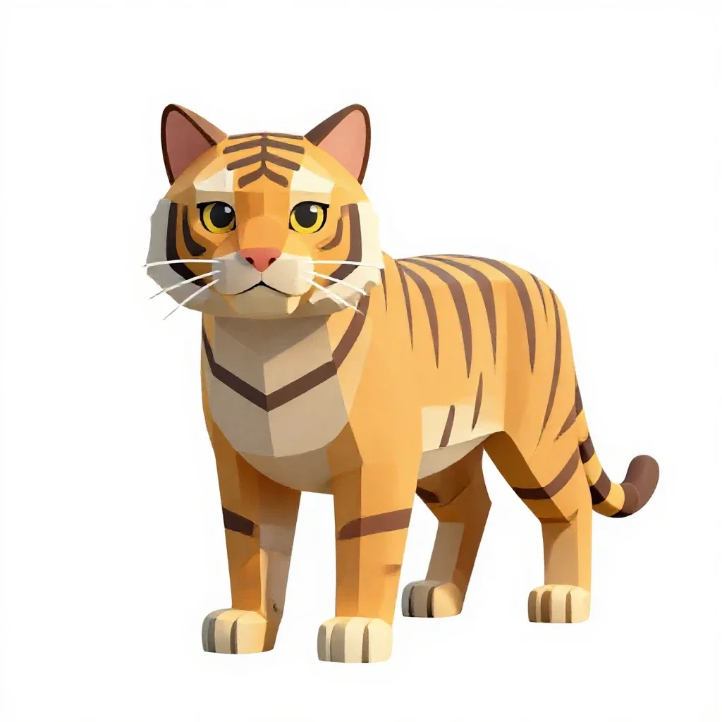Tiger cat isolated on a white background