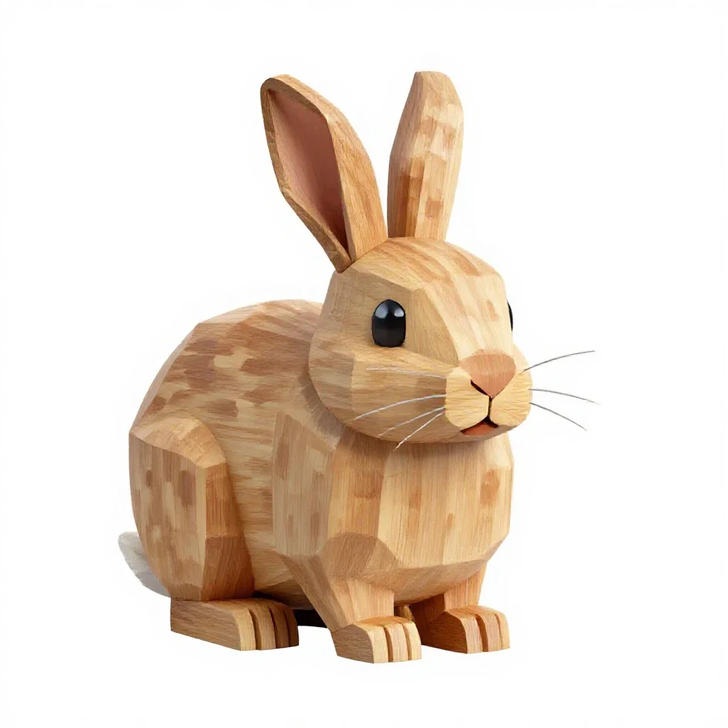 Wood rabbit isolated on a white background