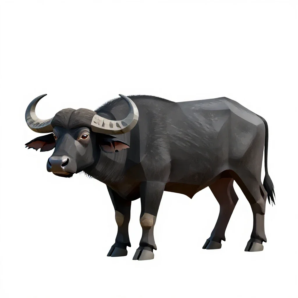 Black buffalo isolated on a white background