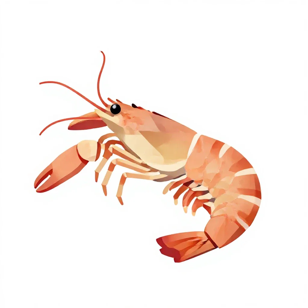 Long-clawed prawn isolated on a white background