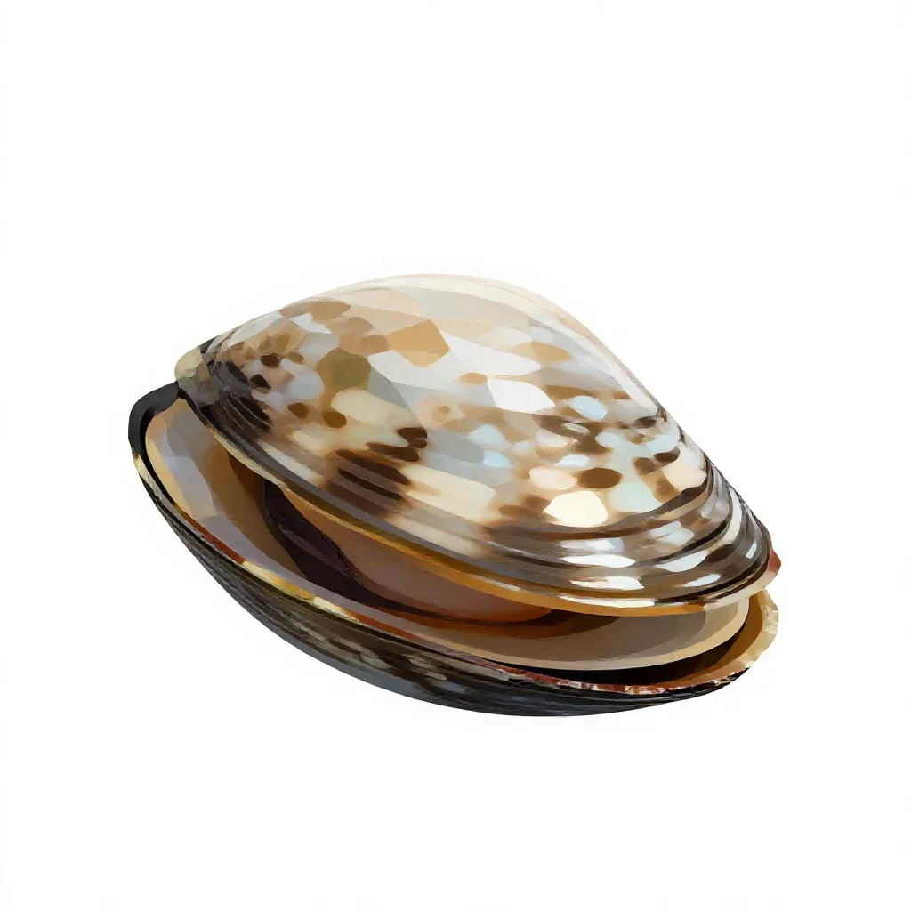 Pearly-shelled mussel isolated on a white background