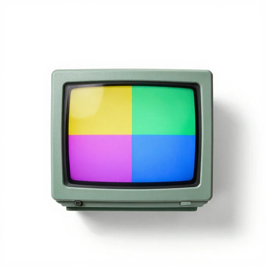 Field-sequential color television isolated on a white background