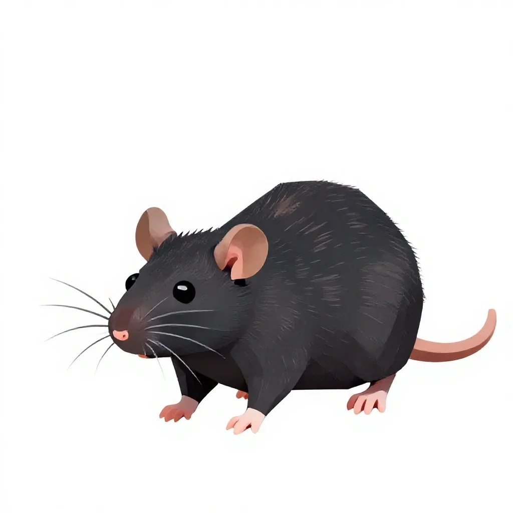 Black rat isolated on a white background