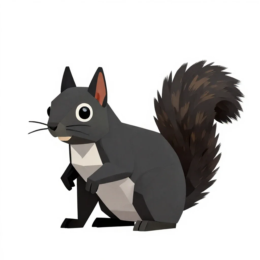 Black squirrel isolated on a white background