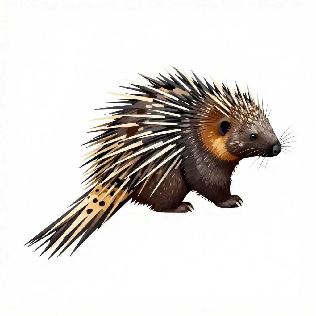 Long-tailed porcupine isolated on a white background