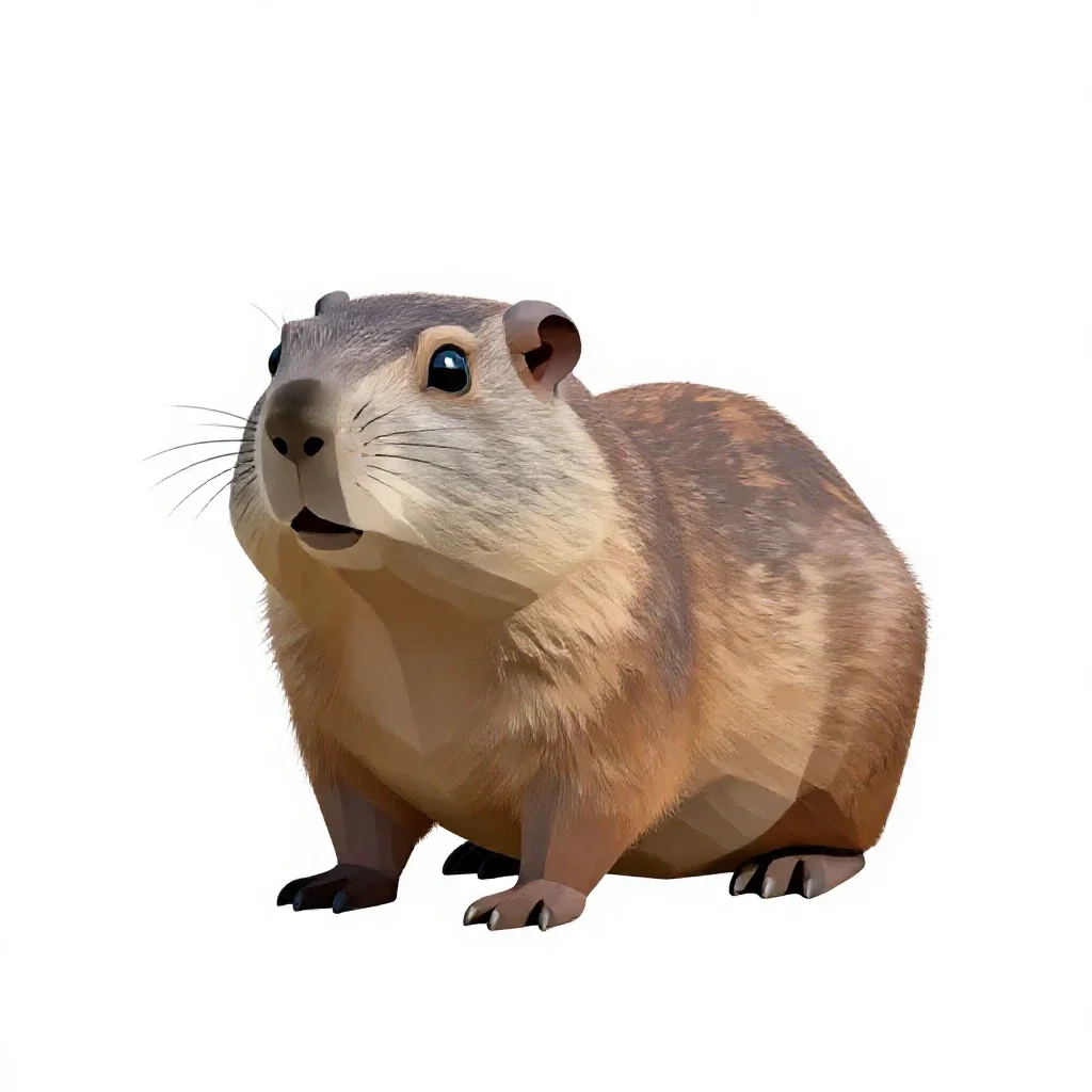 Northern pocket gopher isolated on a white background