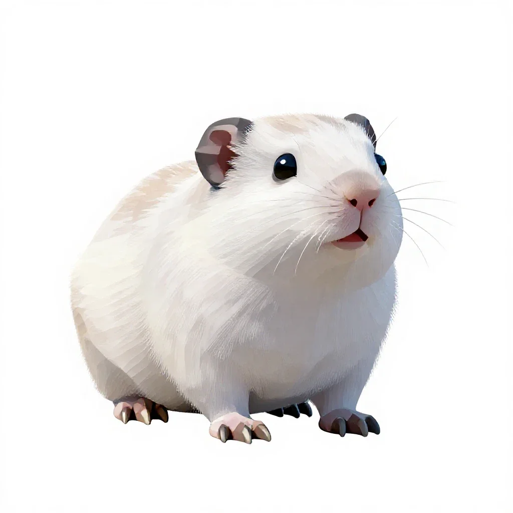 Pied lemming isolated on a white background