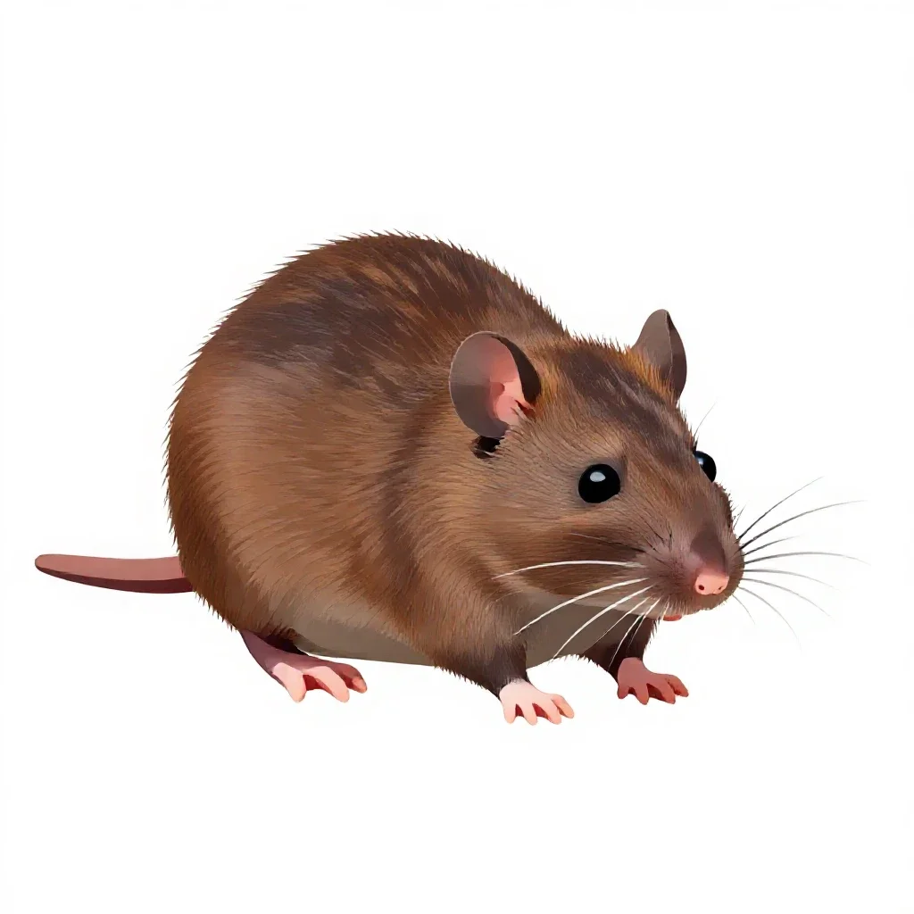 Sewer rat isolated on a white background