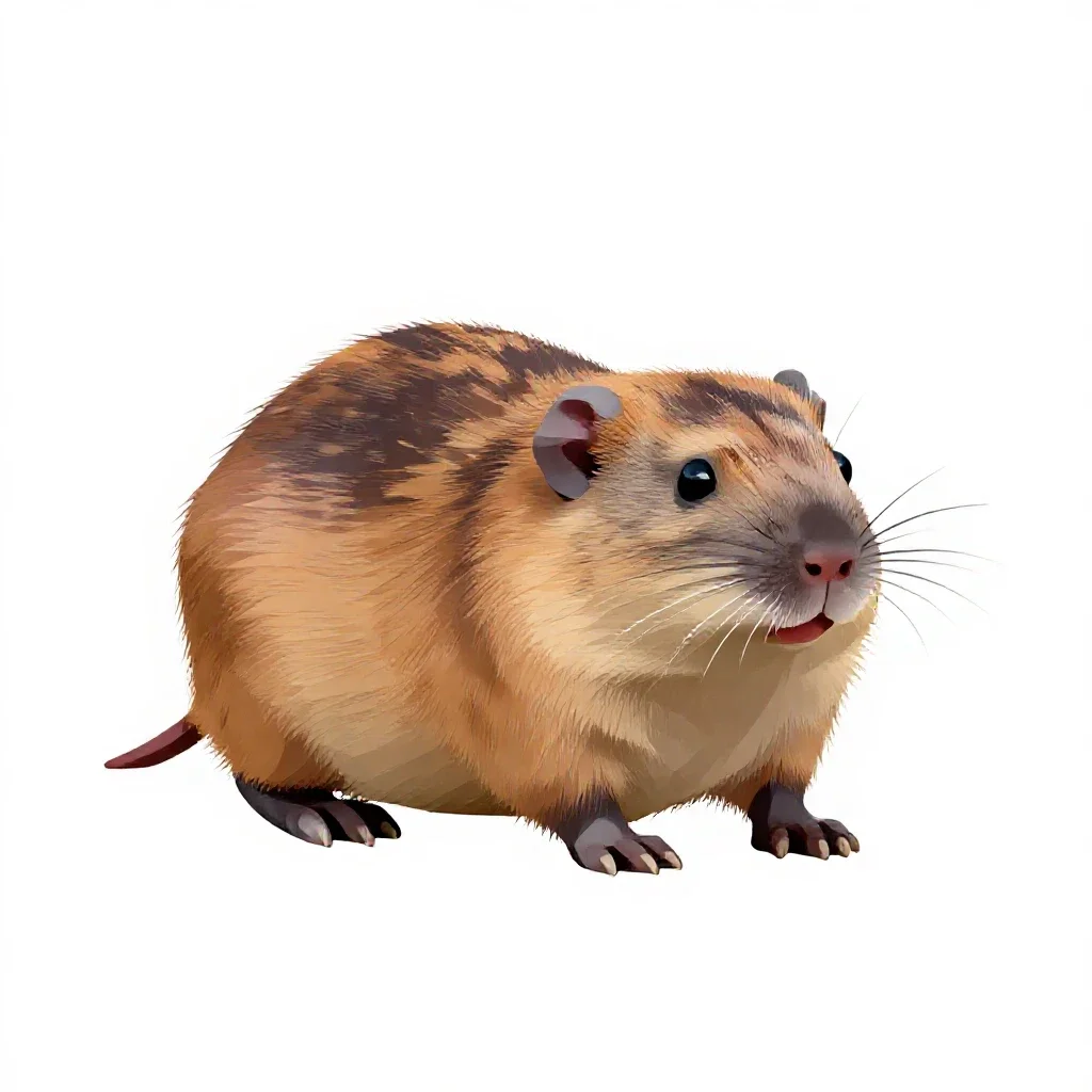 Southern bog lemming isolated on a white background
