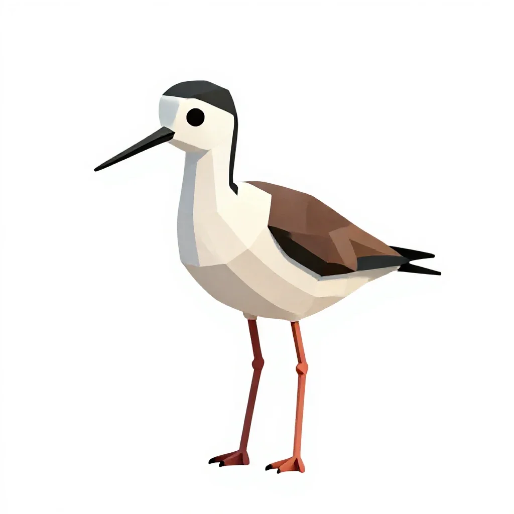 Black-necked stilt isolated on a white background