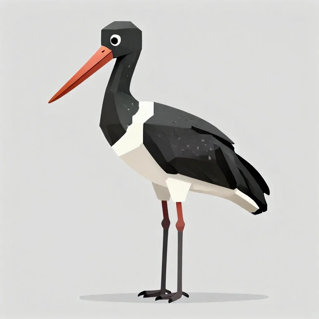 Black stork isolated on a white background