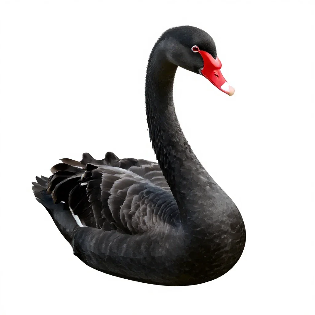 Black swan isolated on a white background