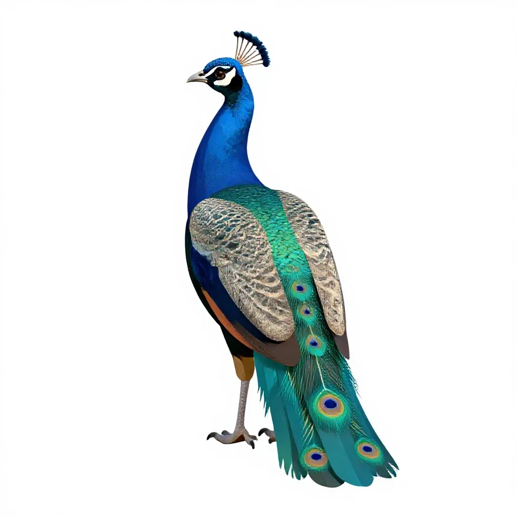 Blue peafowl isolated on a white background