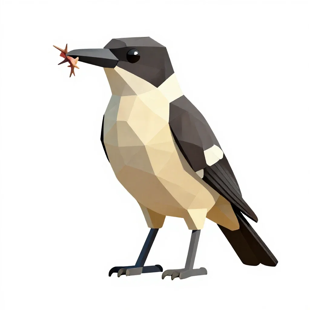 Butcherbird isolated on a white background