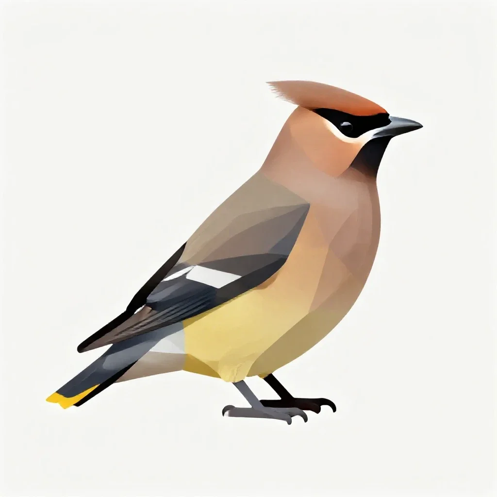 Cedar waxwing isolated on a white background