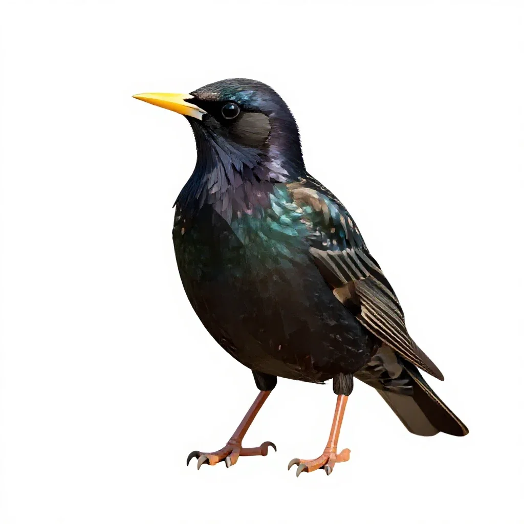 Common starling isolated on a white background