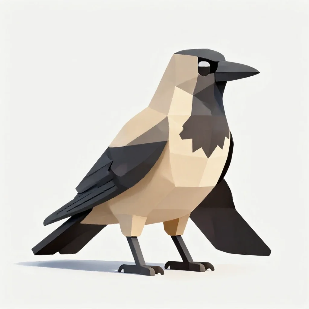 Corvine bird isolated on a white background