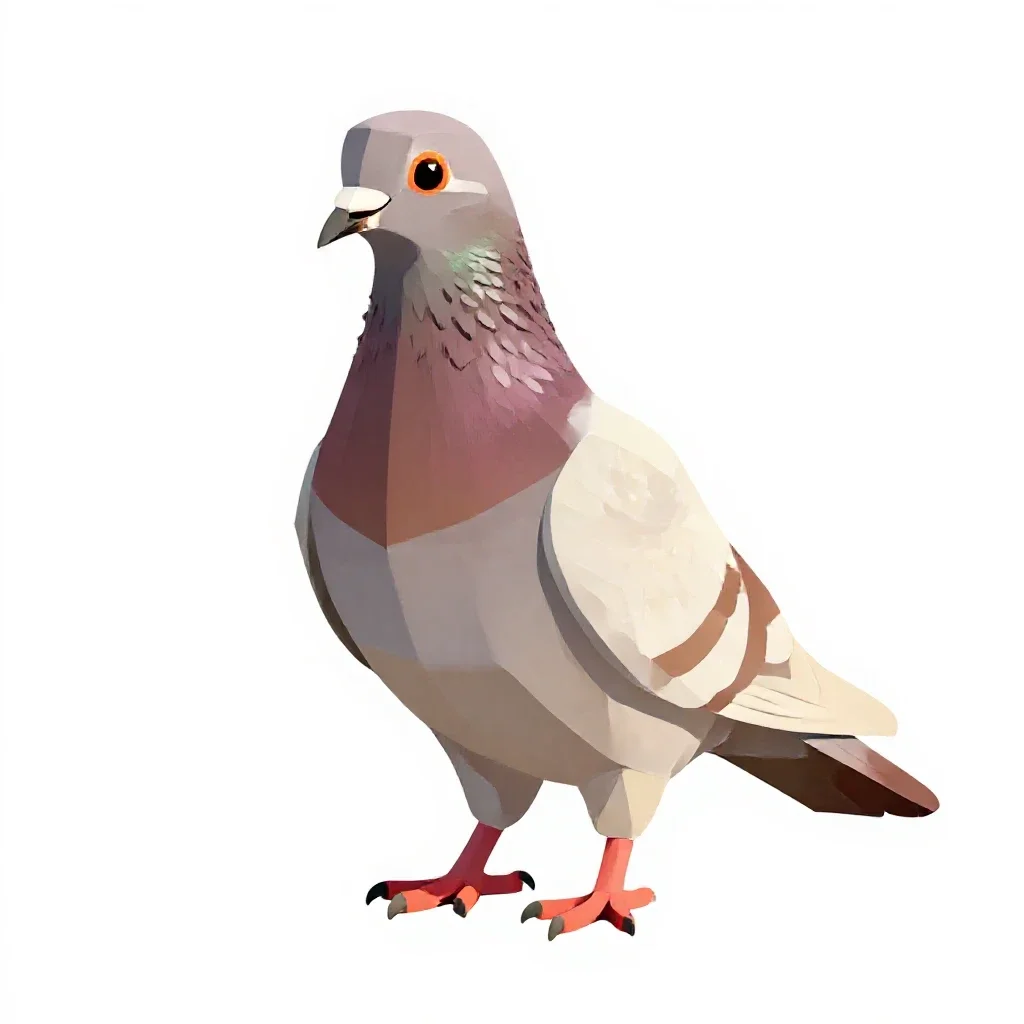 Domestic pigeon isolated on a white background