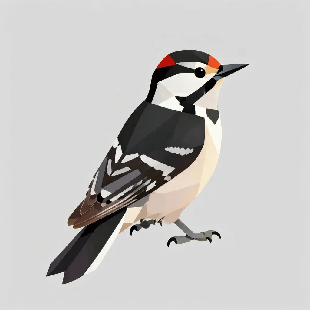 Downy woodpecker isolated on a white background