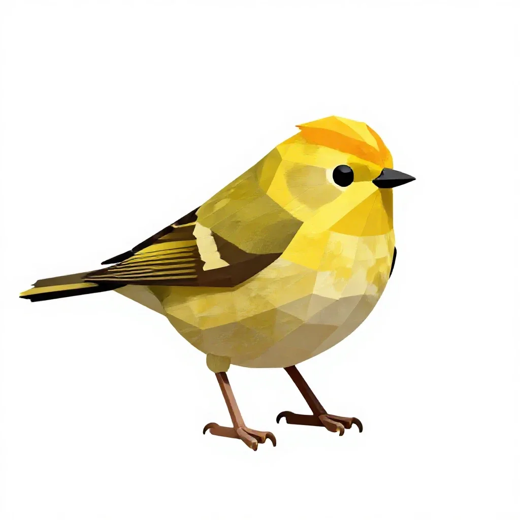 Gold-crowned kinglet isolated on a white background