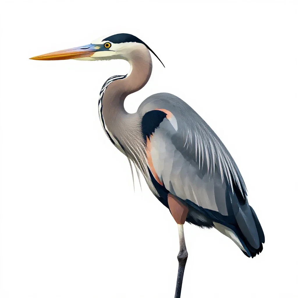 Great blue heron isolated on a white background
