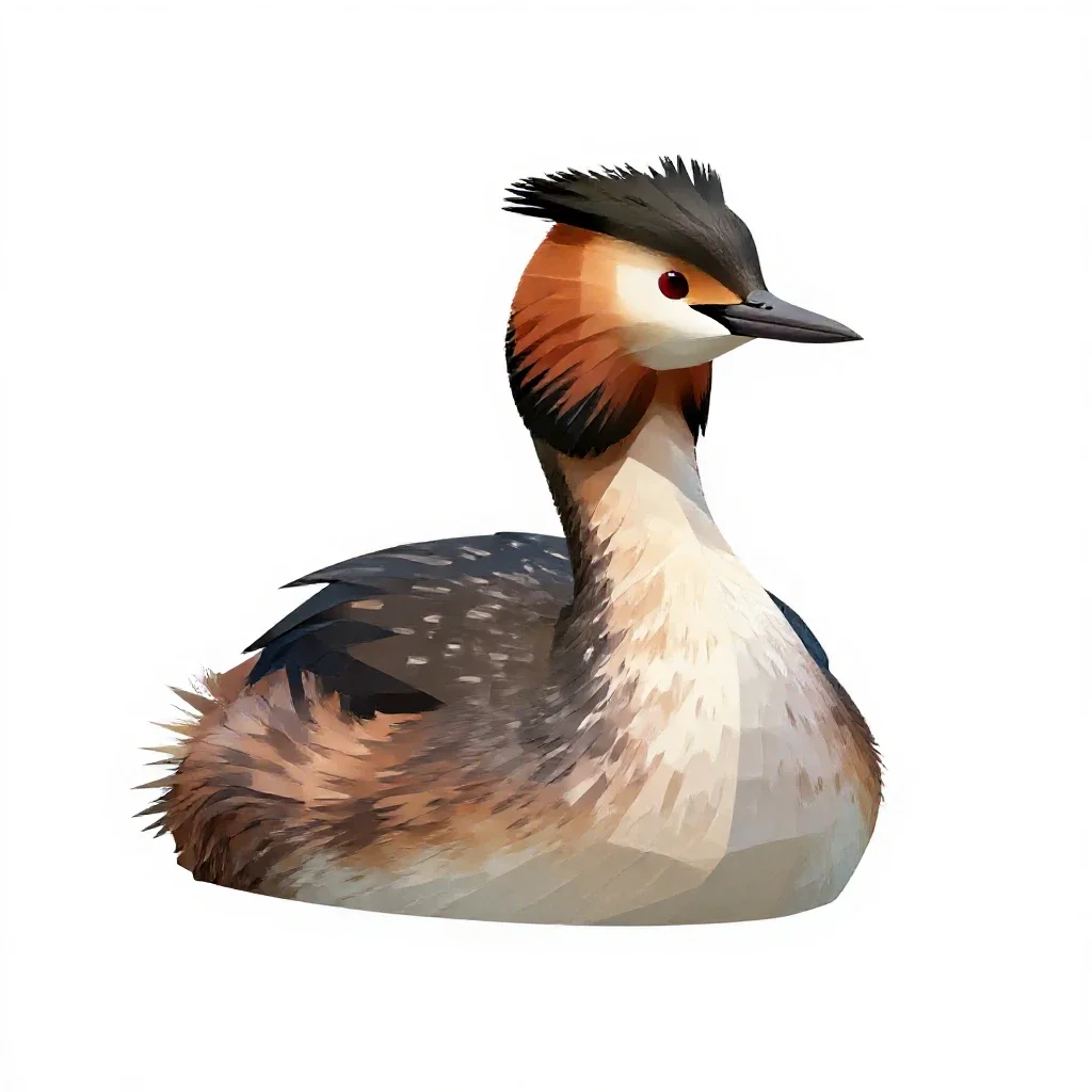 Great crested grebe isolated on a white background