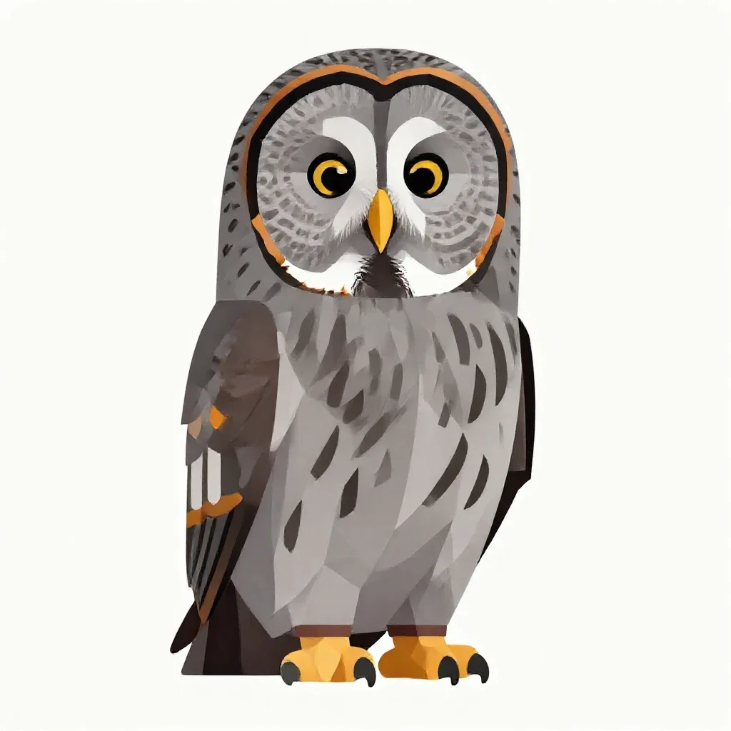 Great grey owl isolated on a white background
