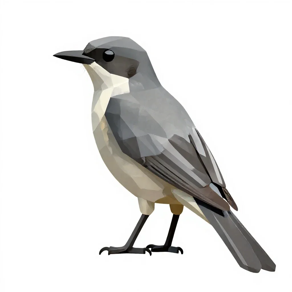 Grey kingbird isolated on a white background