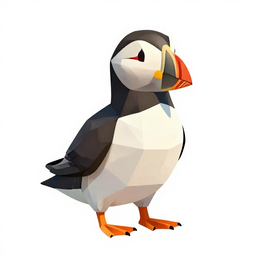 Horned puffin isolated on a white background