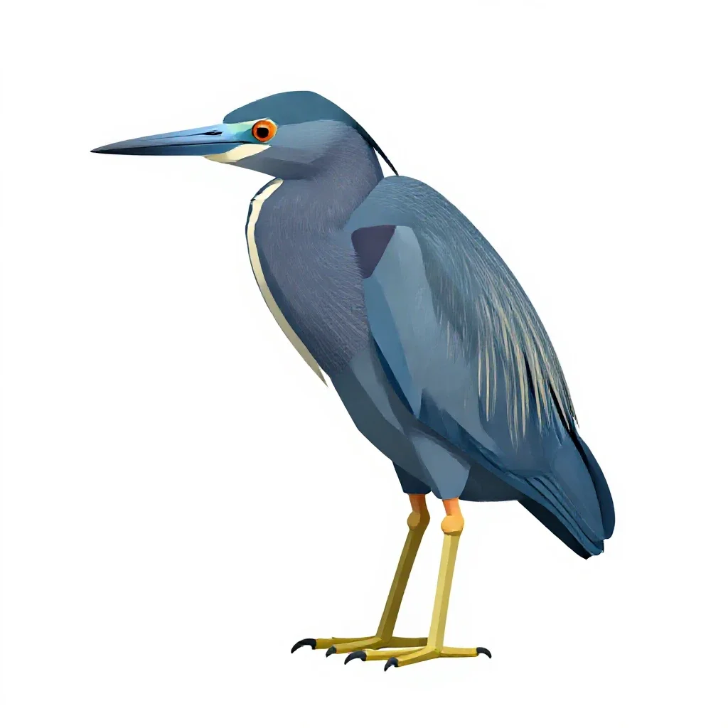 Little blue heron isolated on a white background