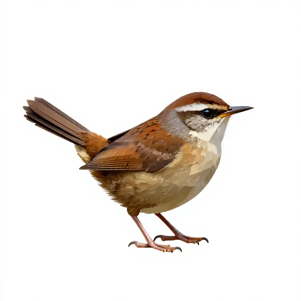 Long-billed marsh wren isolated on a white background