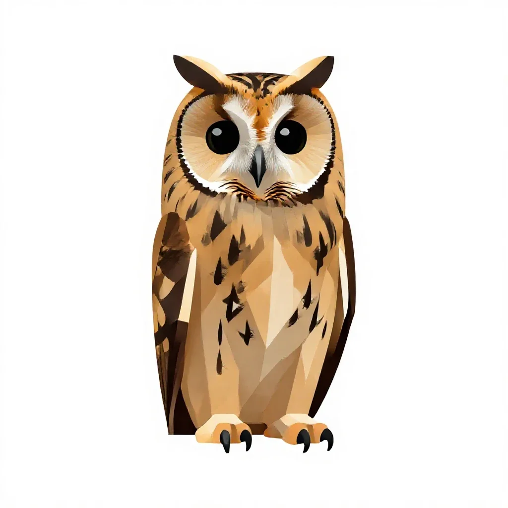 Long-eared owl isolated on a white background
