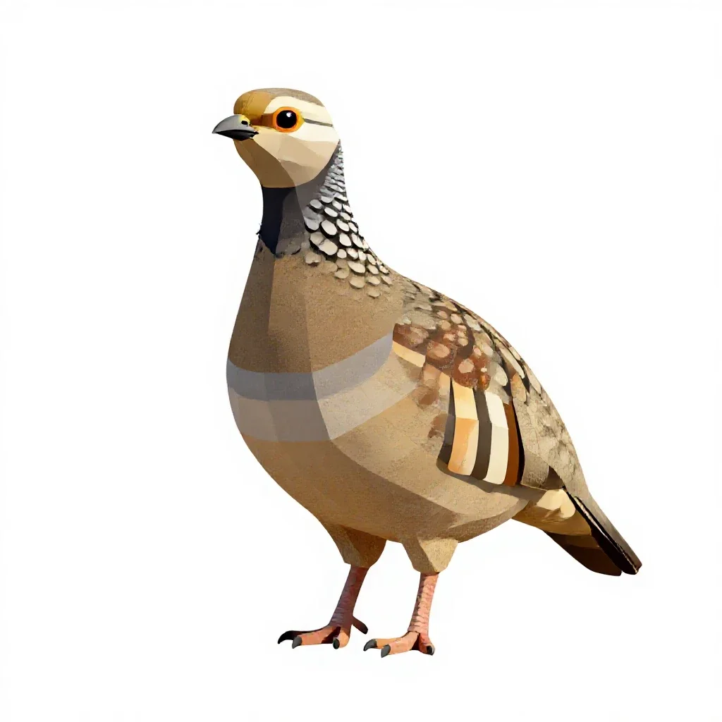 Painted sandgrouse isolated on a white background