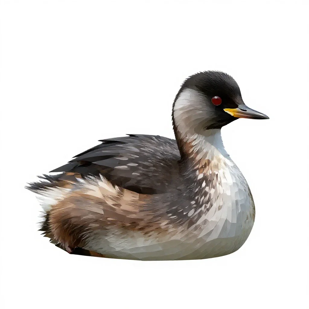 Pied-billed grebe isolated on a white background